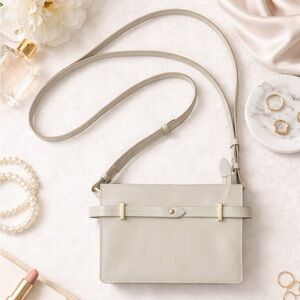 Radley London Gray Leather Crossbody Bag Minimalist Classic Small Purse Neutral